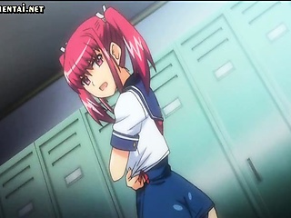 Anime redhead gets anal dildo