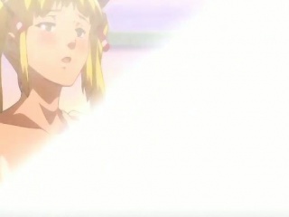 Busty anime lesbians rubbing and sharing dick