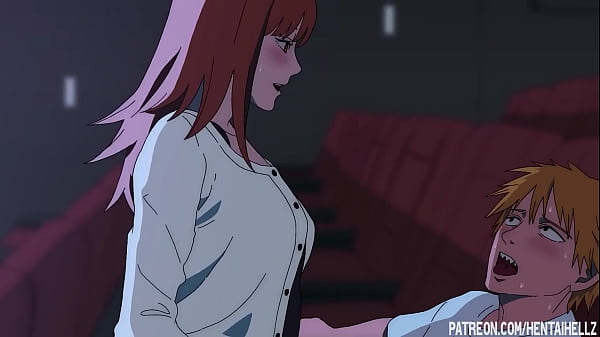 Makima got excited from public sex in the cinema hentai anime